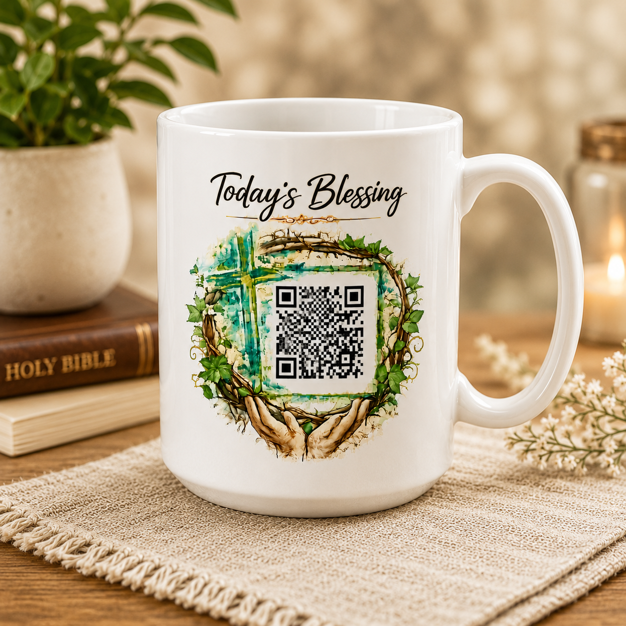 Today's Blessing ceramic coffee mug front